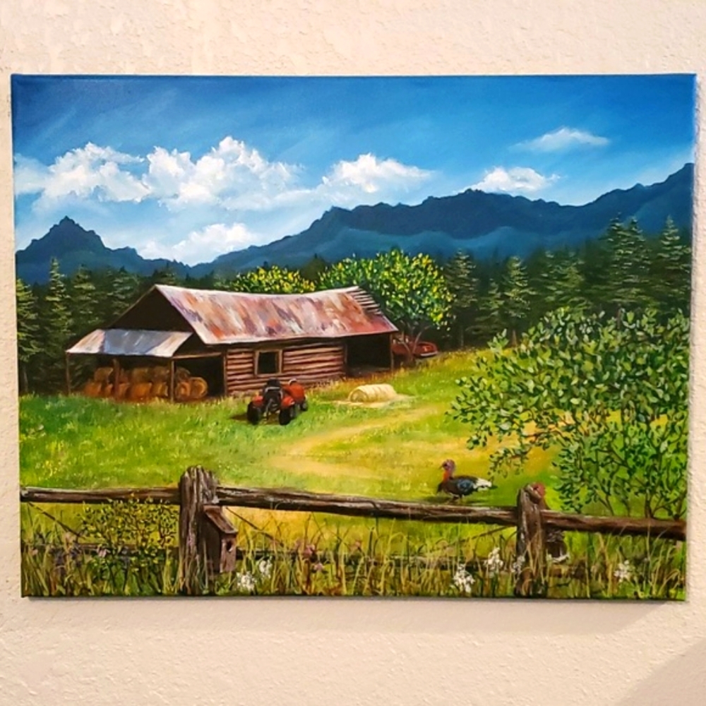 NEW! Origional Oil Painting 'Summer Homestead in Montana '